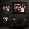 Dale Earnhardt Jr. wall art size guide showing the available framed dimensions from Small through X Large.