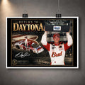 Unframed Dale Earnhardt Jr. Return to Daytona NASCAR wall art design with No. 8 racing imagery and signature detail.