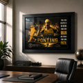 Ricky Ponting framed cricket wall art displayed above a timber desk in a refined office with soft natural window light.