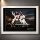 White framed Peter Brock and Allan Moffat Rivals United motorsport wall art.