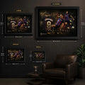 Robert Lewandowski wall art size guide showing framed small, medium, large and extra large options.