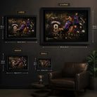 Robert Lewandowski wall art size guide showing framed small, medium, large and extra large options.