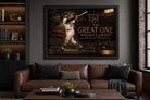 Roberto Clemente framed sports art displayed in a modern man cave with premium Pirates baseball wall décor.