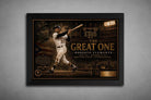 Roberto Clemente black framed sports wall art featuring his Pirates legacy and 3,000th hit milestone artwork.
