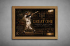 Roberto Clemente oak framed sports wall art honoring his 3,000th hit and Pittsburgh Pirates legacy.