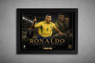 Black framed Ronaldo Nazário Brazil 2002 artwork celebrating World Cup glory with premium sports collectibles.