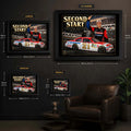 Trevor Bayne wall art size guide showing the available framed dimensions from small through extra large.