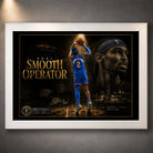 Shai Gilgeous-Alexander Smooth Operator basketball wall art shown in a clean white frame with gold collector details.