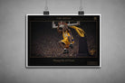 Unframed Shaquille O’Neal limited edition print showcasing iconic Lakers rim hang, premium sports collectibles piece.