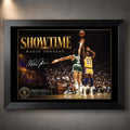 Black framed Magic Johnson Showtime basketball wall art featuring the collector design in a premium black frame.