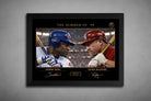 A black frame showcases Sammy Sosa and Mark McGwire in the Summer of ’98 rivalry, premium sports collectibles for fans.