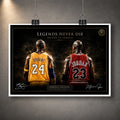 Unframed Kobe Bryant vs Michael Jordan Legends Never Die NBA wall art print