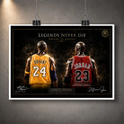 Unframed Kobe Bryant vs Michael Jordan Legends Never Die NBA wall art print
