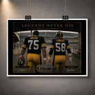 Unframed Mean Joe Greene and Jack Lambert NFL wall art featuring the Legends Never Die collector design.