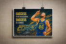 Stephen Curry poster inspirational wall art print in Golden State Warriors jersey, available at www.sportscaveshop.com.