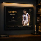 Stephen Curry success is a choice wall art displayed in premium sports collector room with trophies – NBA wall art by Sports Cave
