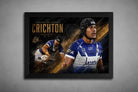 Stephen Crichton rugby framed sports wall art in sleek black frame, dynamic action design with gold accents for bold display