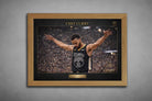 Stephen Curry Chef Curry NBA sports wall art in natural oak frame with gold trim and limited edition plaque.