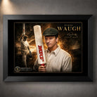 Steve Waugh cricket wall art in a premium black frame, featuring an Australian captain tribute design.