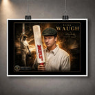 Unframed Steve Waugh cricket wall art print featuring an Australian captain tribute with gold detailing.