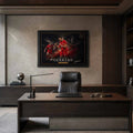 Steven Gerrard Liverpool framed print in a sleek office setting, sophisticated framed sports memorabilia for collectors.