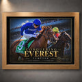 Tempted Conquering Everest horse racing limited edition featuring jockey Chad Schofield in an oak finish frame