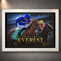 Tempted Conquering Everest horse racing collector edition in a white frame with gold edition typography