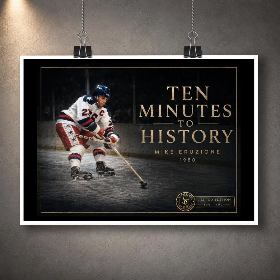 Unframed Ten Minutes To History hockey wall art featuring Mike Eruzion as the standalone artwork design.