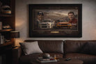 The 1992 Finish black framed sports wall art displayed in a modern man cave setting.