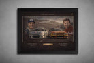 The 1992 Finish motor racing sports wall art in sleek black frame featuring Brock and Skaife at Bathurst.