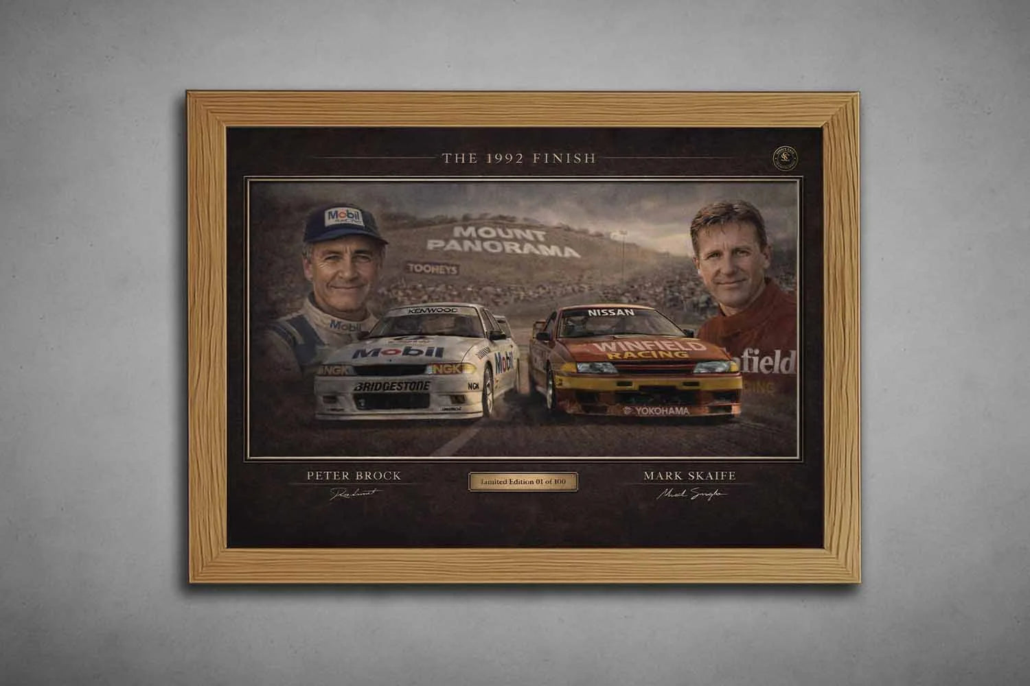 The 1992 Finish oak framed sports wall art featuring iconic Bathurst 1992 racing legends.