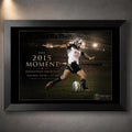 Black framed Jonathan Thurston rugby league wall art featuring The 2015 Moment golden-point kick in a stadium setting.