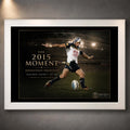 White framed Jonathan Thurston rugby league wall art featuring The 2015 Moment stadium scene and golden-point kick.