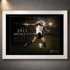 White framed Jonathan Thurston rugby league wall art featuring The 2015 Moment stadium scene and golden-point kick.