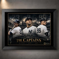 Black framed Mattingly, Jeter and Judge Yankees wall art featuring The Captains collector design.