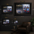 Dick Johnson and John French wall art size guide showing the available framed and unframed dimensions.