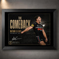 Black framed Nathan Cleary wall art featuring The Comeback 2023 Grand Final design in a dark collector-style presentation.