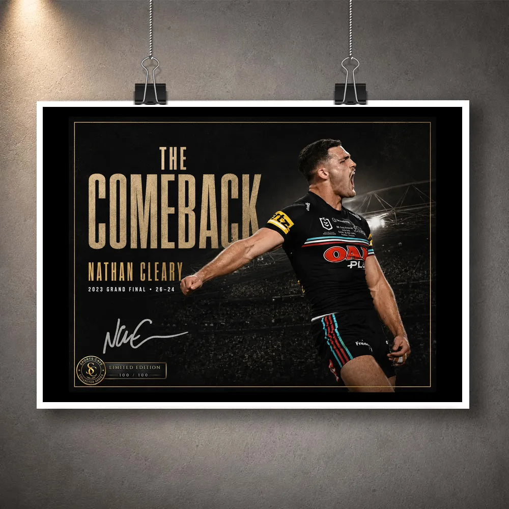Unframed Nathan Cleary wall art featuring The Comeback 2023 Grand Final design with a clean white print border.