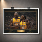 Unframed Lakers Dynasty NBA wall art featuring Shaquille O’Neal and Kobe Bryant in a championship-era scene.