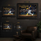Jake Bauers wall art size guide comparing small, medium, large and extra-large framed baseball prints.