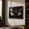 The Era Barry Bonds and Ken Griffey Jr. framed sports art displayed on the wall of a refined home office.