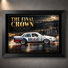 Black framed Peter Brock The Final Crown motorsport wall art featuring the Bathurst-themed collector design.