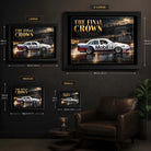 Peter Brock The Final Crown wall art size guide showing available framed sizes from Small to X Large.