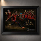 Black framed The Final Crown Spain World Champions 2026 soccer wall art with team celebration artwork