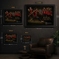 The Final Crown Spain World Champions framed wall art size guide showing Small to XL dimensions