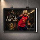 Unframed The Final Crown Spain World Champions football wall art print shown with hanging clips