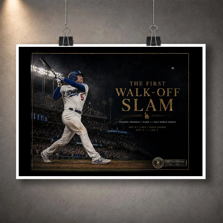 Unframed Freddie Freeman baseball wall art design with a clean white border for flexible display or framing.