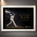 White framed Freddie Freeman wall art with the 2024 World Series walk-off slam artwork for a clean display.