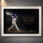 White framed Freddie Freeman wall art with the 2024 World Series walk-off slam artwork for a clean display.
