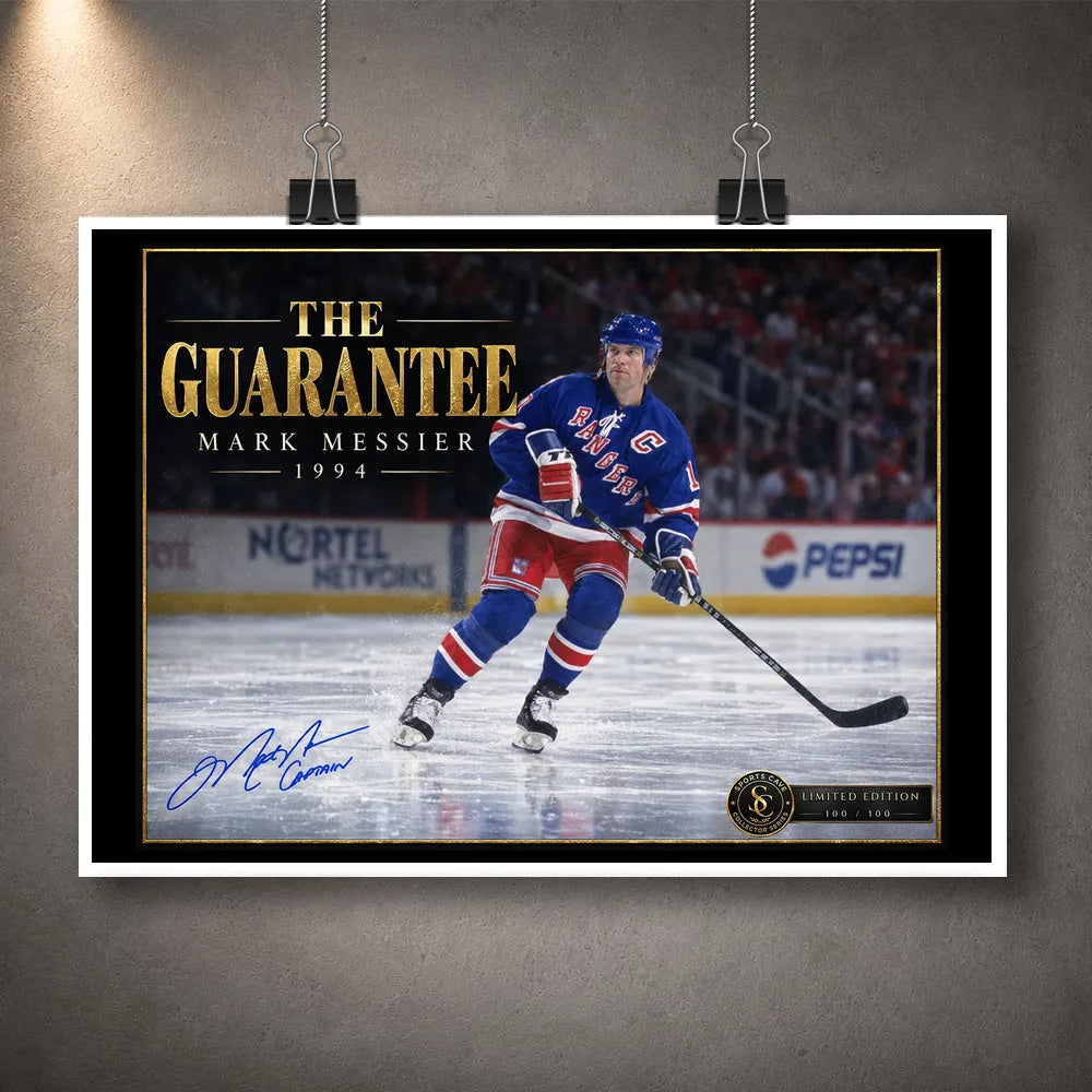 Unframed Mark Messier hockey wall art featuring The Guarantee design, shown as a clean collector print presentation.